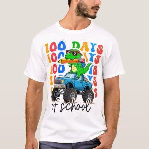 100th Day of School Monster Truck Dinosaur Fun T-Shirt