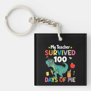 100th Day Of School My Teacher Survived 100 Days Key Ring