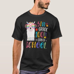 100th day of School No Prob Llama 100 Days Of 5th T-Shirt