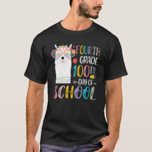 100th day of School No Prob Llama 100 Days Of Four T-Shirt