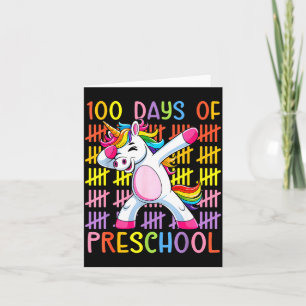 100th Day Of School Of Preschool Unicorn 100 Days Card
