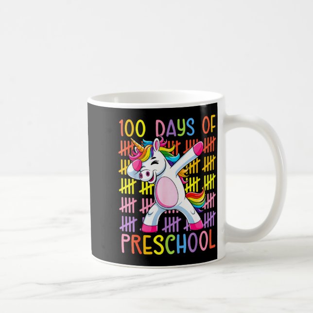 100th Day Of School Of Preschool Unicorn 100 Days  Coffee Mug (Right)