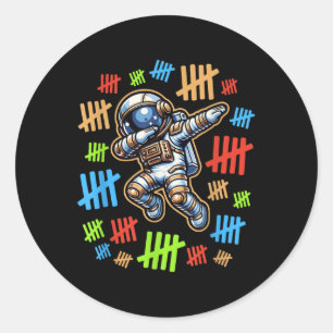 100th Day Of School Outfit Teacher Boys Astronaut Classic Round Sticker