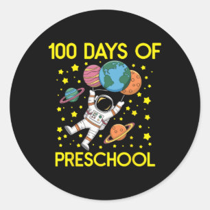 100th Day Of School Preschool Boy Kids Funny Astro Classic Round Sticker
