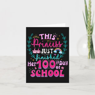 100th Day Of School Princess Cute Kids Girls Teen Card