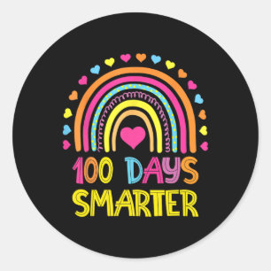 100th Day Of School Rainbow 100 Days Smarter Kinde Classic Round Sticker