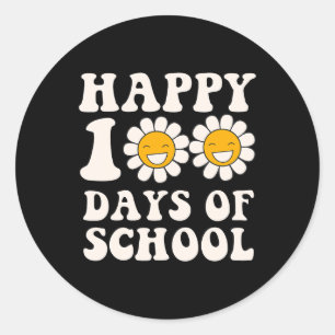 100th Day Of School Retro Groovy Cute Graphics Classic Round Sticker