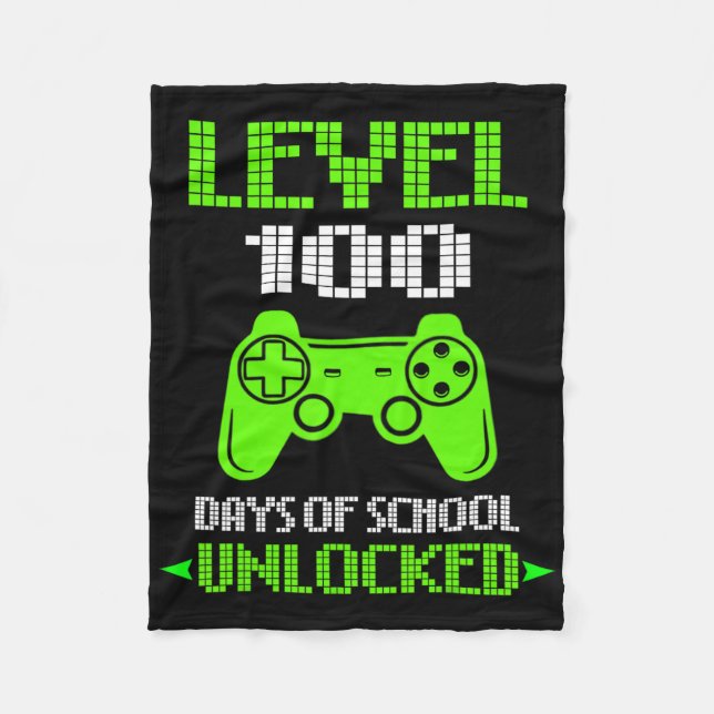 100th Day Of School Shirt Kids Video Games Boy Gif Fleece Blanket (Front)