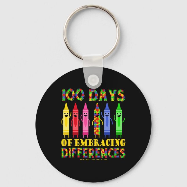 100th Day Of School Shirts Embrace Differences Aut Key Ring (Front)