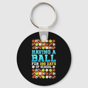 100th Day Of School Sketll Footll Soccer Sell Boys Key Ring