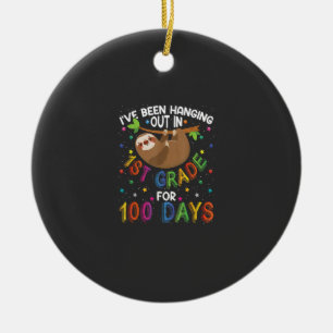 100th Day of School Sloth Design - 1st Grade 100 D Ceramic Ornament