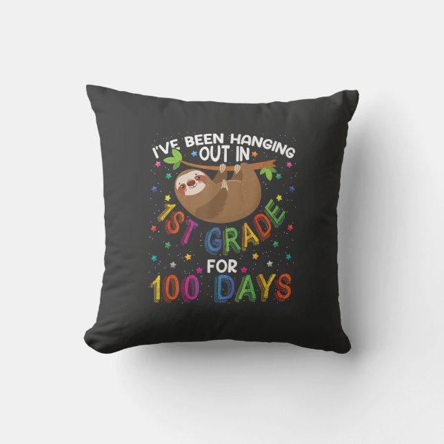 100th Day of School Sloth Design - 1st Grade 100 D Cushion (Front)