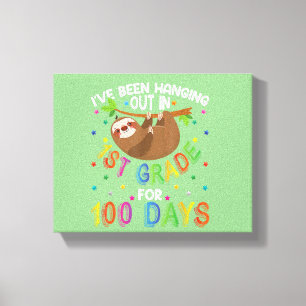 100th Day Of School Sloth Design 1st Grade 100 Day Canvas Print