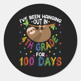 100th Day Of School Sloth Design - 4th Grade 100 D Classic Round Sticker