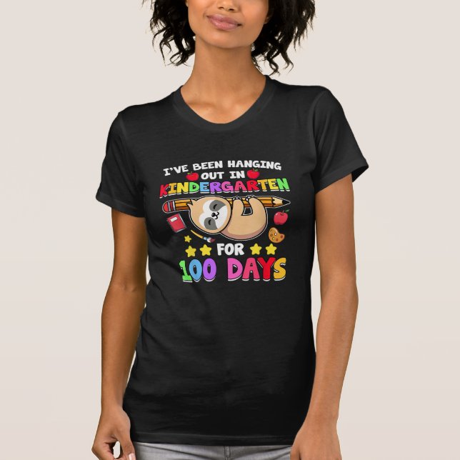 100th Day Of School Sloth Shirt Kindergarten 100 D (Front)