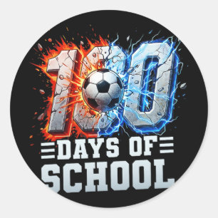 100th Day Of School Soccer 100 Days Of School Boys Classic Round Sticker