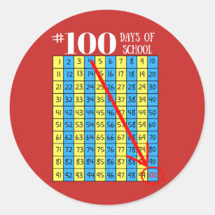 100th Day of School Student Stickers 100s Chart
