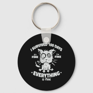 100th Day of School Students Kids - I Survived 100 Key Ring