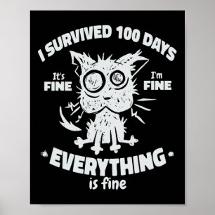 100th Day of School Students Kids - I Survived 100 Poster