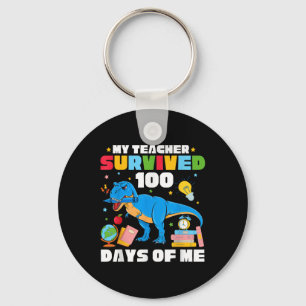 100th Day Of School T-rex My Teacher Survived 100 Key Ring