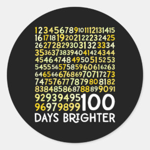 100th Day Of School Teacher 100 Days Brighter Math Classic Round Sticker