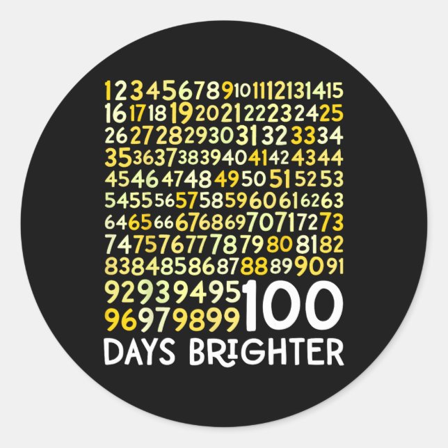 100th Day Of School Teacher 100 Days Brighter Math Classic Round Sticker (Front)