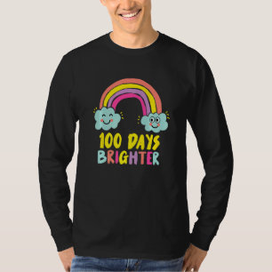 100th Day Of School Teacher 100 Days Brighter Rain T-Shirt