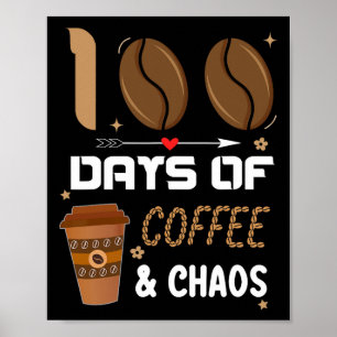 100th Day Of School Teacher 100 Days Of Coffee And Poster