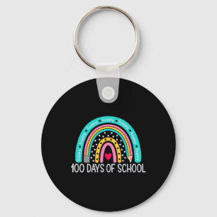 100th Day Of School Teacher 100 Days Rainbow Key Ring
