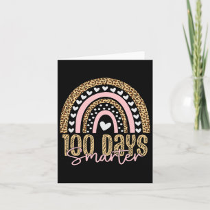 100th Day Of School Teacher 100 Days Rainbow Leopa Card