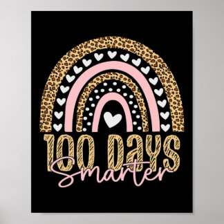 100th Day Of School Teacher 100 Days Rainbow Leopa Poster