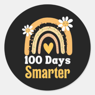 100th Day Of School Teacher 100 Days Smarter Boho Classic Round Sticker
