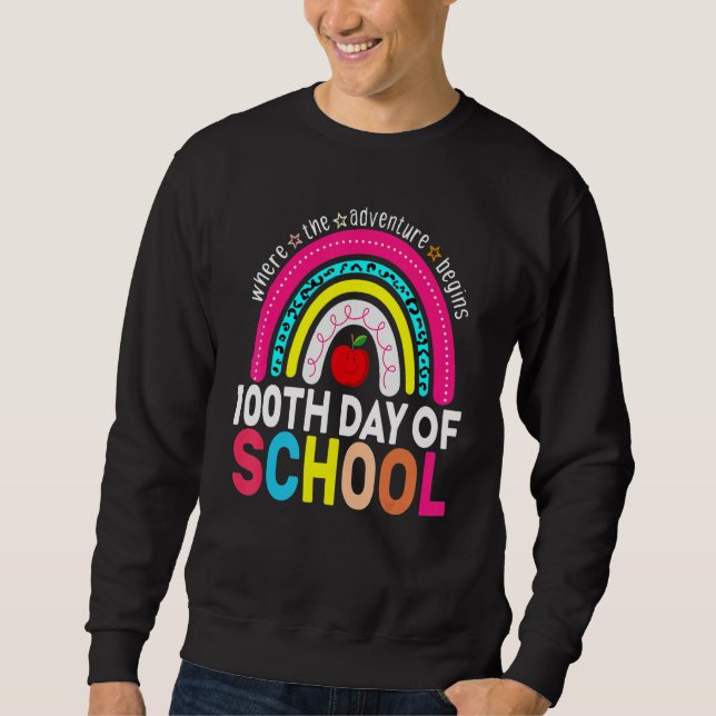 100th Day Of School Teacher 100 Days Smarter Leopa Sweatshirt (Front)
