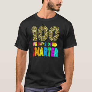 100th Day Of School Teacher 100 Days Smarter Leopa T-Shirt
