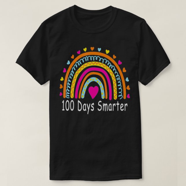 100th Day of School Teacher  100 days smarter rain T-Shirt (Design Front)