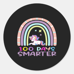 100th Day Of School Teacher 100 Days Smarter Rainb Classic Round Sticker