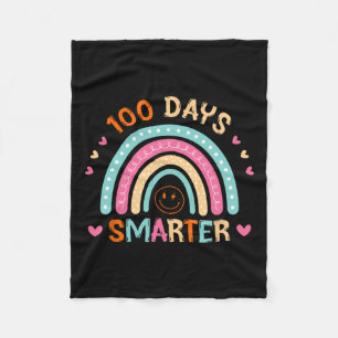 100th Day Of School Teacher 100 Days Smarter Rainb Fleece Blanket