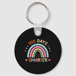 100th Day Of School Teacher 100 Days Smarter Rainb Key Ring