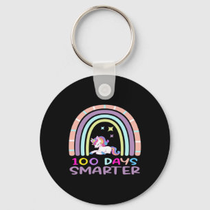 100th Day of School Teacher 100 Days Smarter Rainb Key Ring