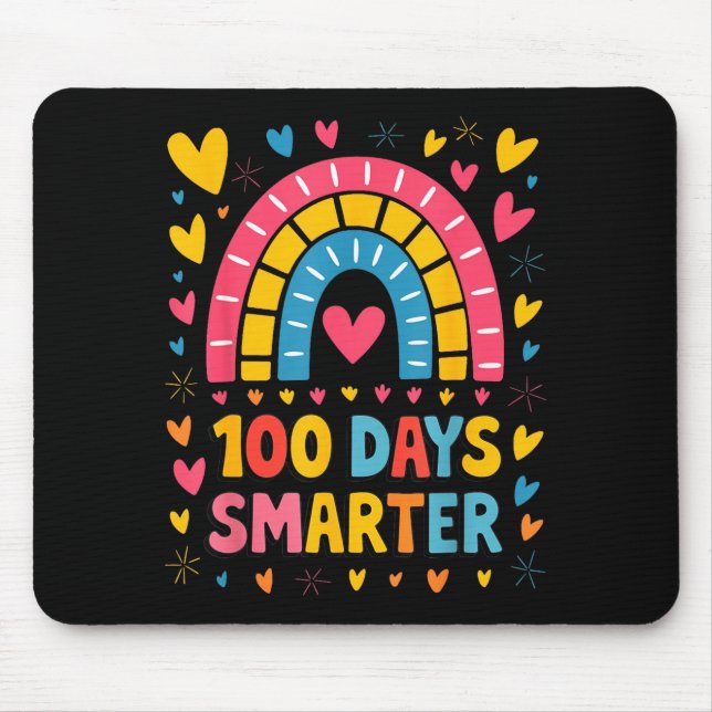 100th Day Of School Teacher 100 Days Smarter Rainb Mouse Pad (Front)