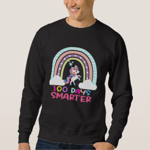 100th Day of School Teacher 100 Days Smarter Rainb Sweatshirt