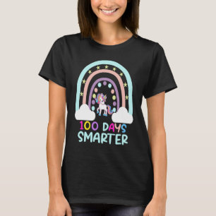 100th Day of School Teacher 100 Days Smarter Rainb T-Shirt