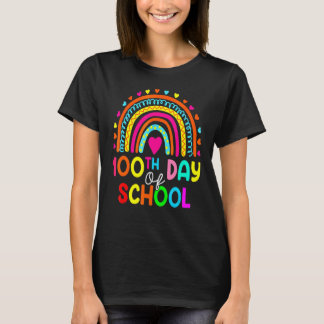 100th Day Of School Teacher 100 Days Smarter Rainb T-Shirt