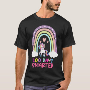 100th Day of School Teacher 100 Days Smarter Rainb T-Shirt