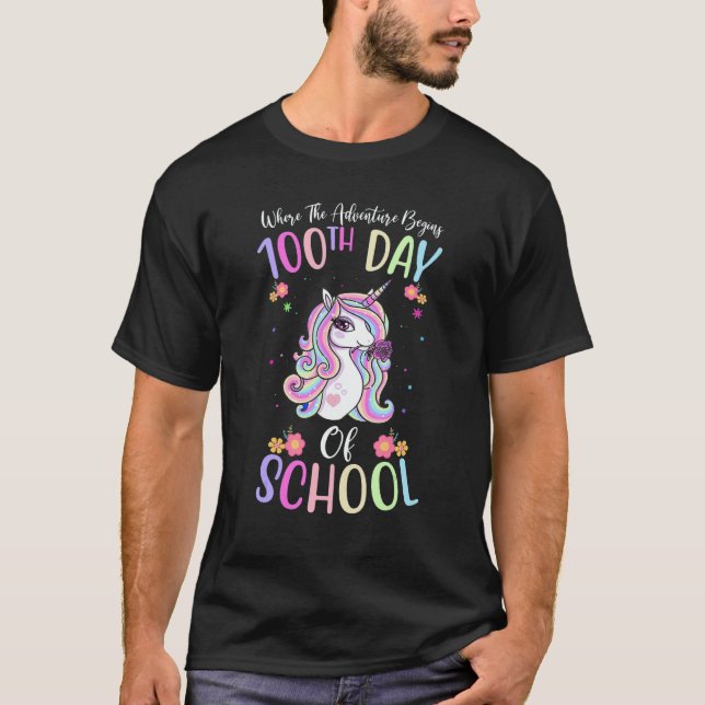 100th Day of School Teacher 100 days Unicorn Girls T-Shirt (Front)