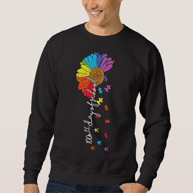 100th day of school teacher autism Awareness Valen Sweatshirt (Front)
