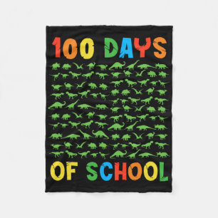 100th Day Of School Teacher Kids 100 Days Dinosaur Fleece Blanket