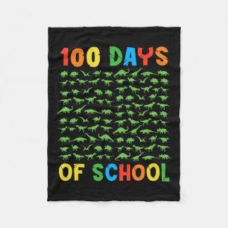 100th Day Of School Teacher Kids 100 Days Dinosaur Fleece Blanket