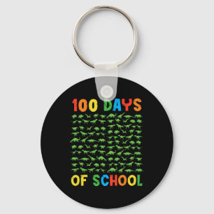 100th Day Of School Teacher Kids 100 Days Dinosaur Key Ring