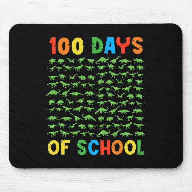 100th Day Of School Teacher Kids 100 Days Dinosaur Mouse Pad (Front)